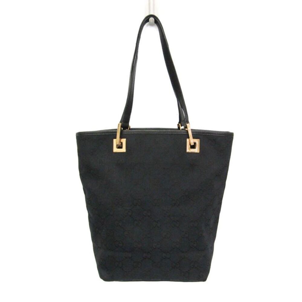 Gucci Vintage Bucket Shopping Gg Canvas Black Canvas Tote Bag Bag